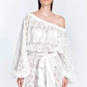 MOEVA - ONE SHOULDER LACE MINI DRESS WITH SELF TIE BELT - Sz XL